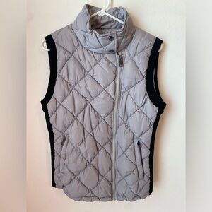 Marc New York Womens Gray Mock Neck Quilted Zip Sleeveless Vest Jacket Size L